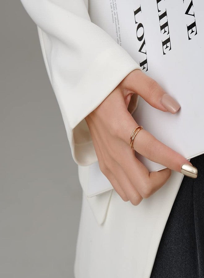 VQYSKO Triple Interlocked Rolling Ring for Women-Stainless Steel Stacking Cross Rings in Silver/Gold/Rose gold Minimalist Promise Ring for Love/Engagement/Wedding, Size 4-12 (Rose Gold, 8) - Image 5