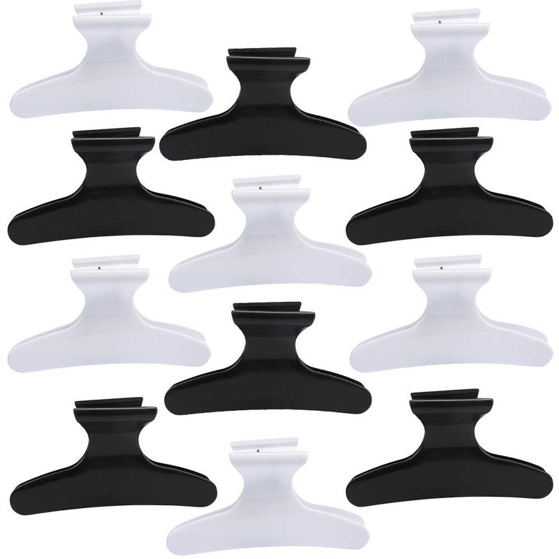 BAHABY Hair Clips for Styling Sectioning 12 Pack Black White Butterfly Clamps Hair Claw Clips Pro Salon Hair Clips for Styling, Sectioning, Cutting and Coloring - Image 1