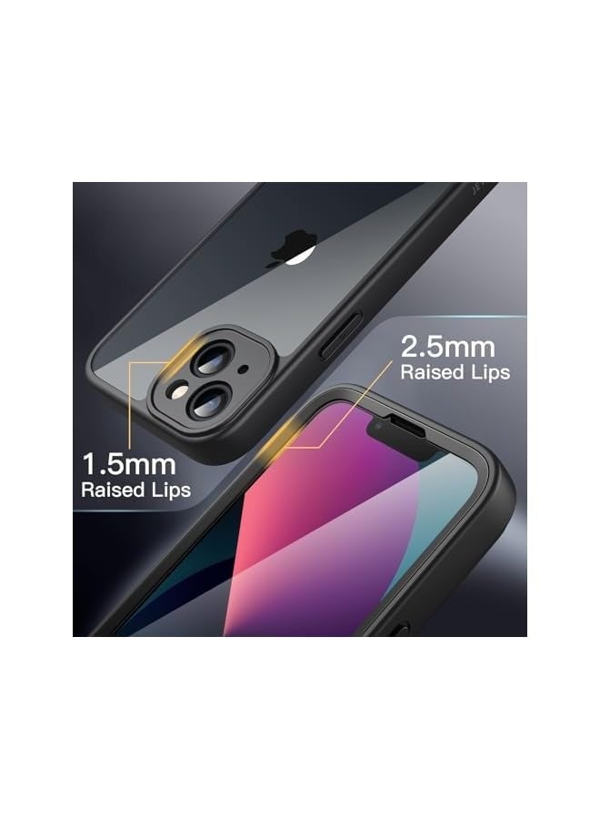 جي تيك جراب لهاتف iPhone 13 مقاس 6.1 بوصة مع واقي شاشة مدمج من الزجاج المقوى، حماية كاملة للجسم بزاوية 360 درجة، غطاء هاتف متين مقاوم للصدمات بظهر شفاف (أسود) - Image 5