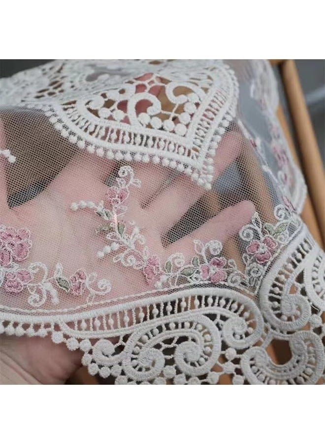 Hoasis 2 Pieces Retro Lace Placemats, Floral Decor Circle Placemats, Handmade Embroidered Table Mats, Washable Lace Cutwork Placemats - Image 4