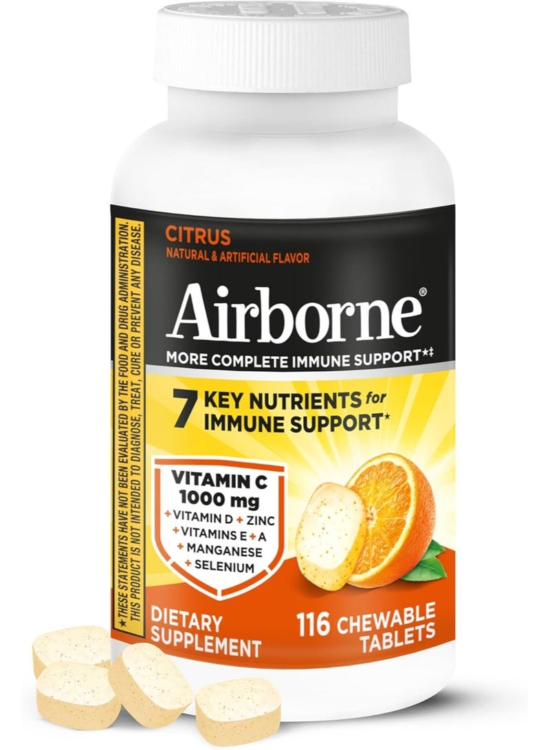 Airborne More Complete Immune Support, Citrus, 116 Chewable Tablets Packaging May Vary - Image 1