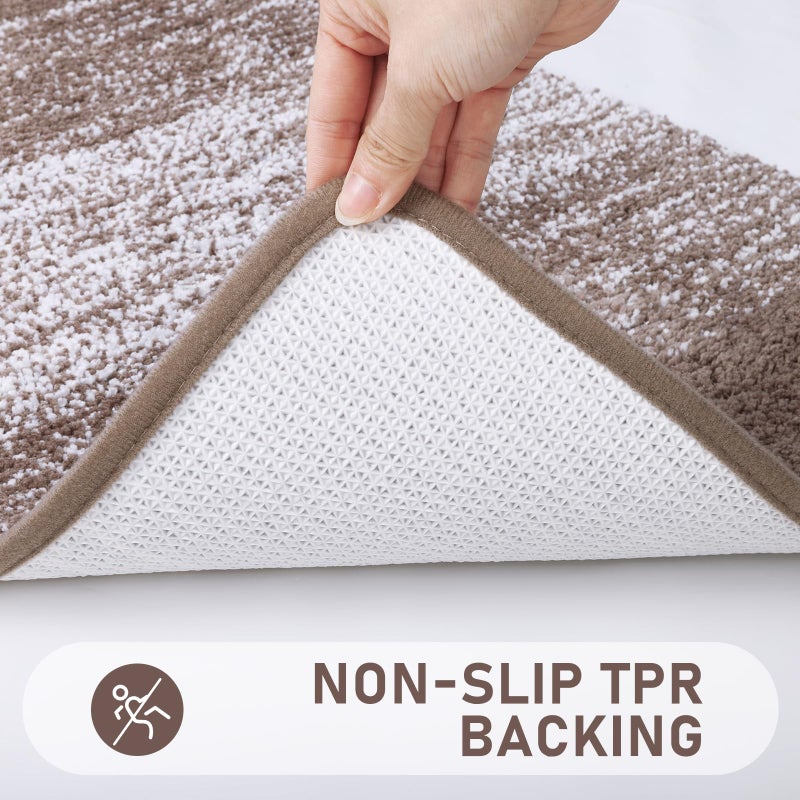 Bsmathom Bathroom Rugs Sets 4 Piece with Toilet Lid Cover, Non-Slip Bathroom Rugs and Mats Sets, Absorbent Bath Rugs Microfiber Shaggy Machine Washable Bath Rug Set, Coffee - Image 4