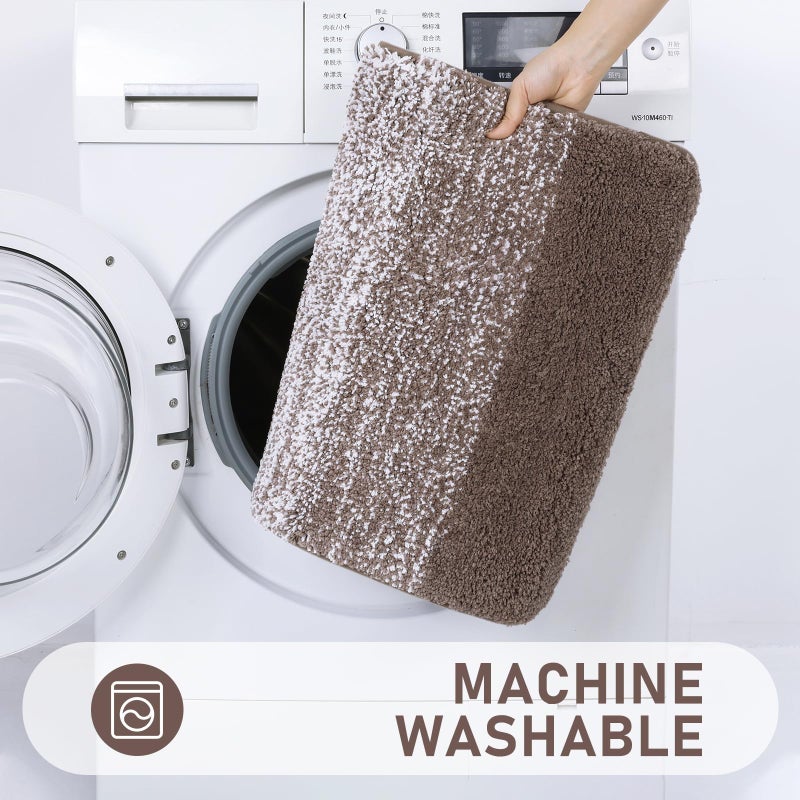 Bsmathom Bathroom Rugs Sets 4 Piece with Toilet Lid Cover, Non-Slip Bathroom Rugs and Mats Sets, Absorbent Bath Rugs Microfiber Shaggy Machine Washable Bath Rug Set, Coffee - Image 5