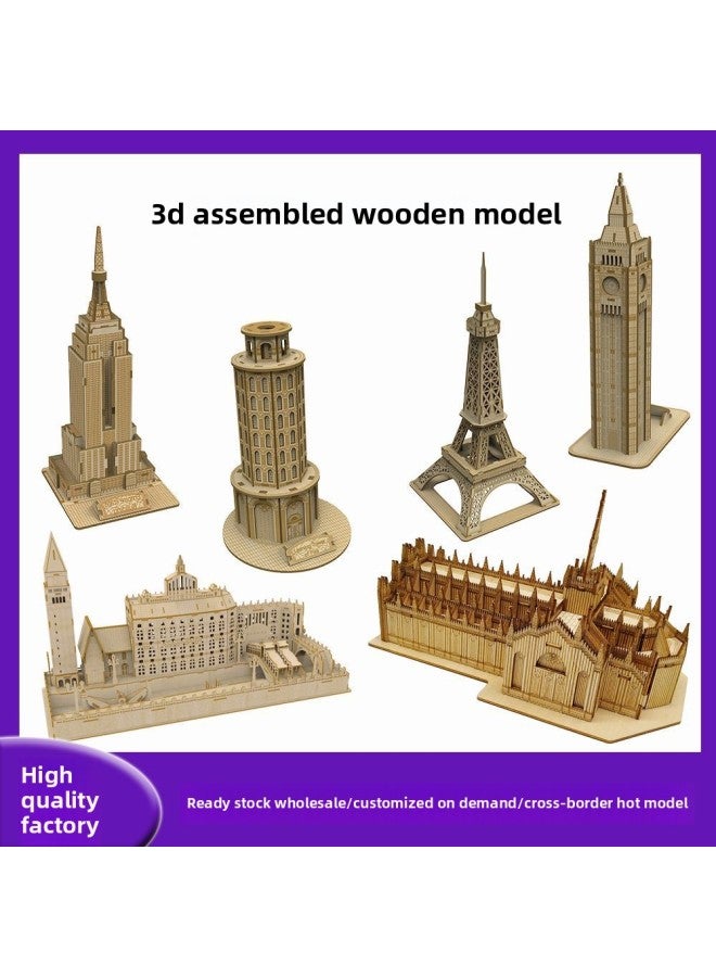 Nosto Wooden 3D Puzzle World Famous Construction Toys Educational Assembly Gift Oem Customization-Color:Eiffel Tower  - Image 2