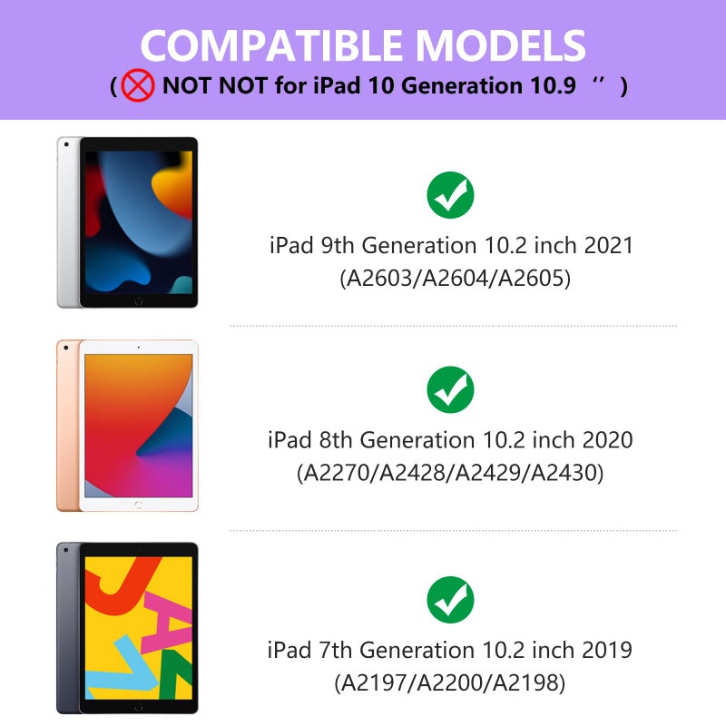 aMZCaSE for iPad 9th/8th/7th Generation Case with Keyboard with Touchpad, 360Â° Slim Cover, Keyboard Case for 9th Generation with Color Blacklit,Pencil Holder,Smart Off/Up(Dark Purple) - Image 2
