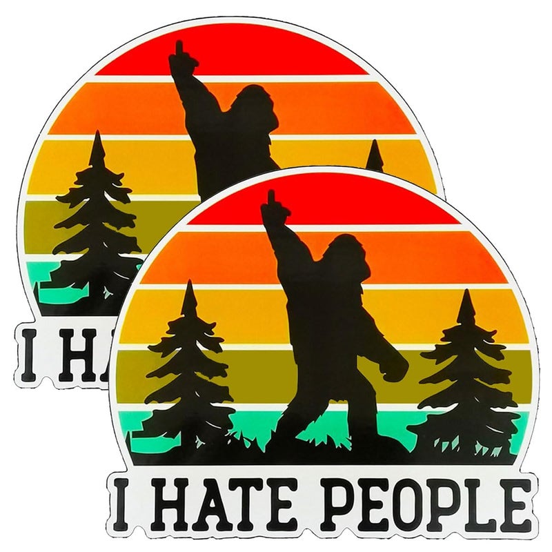 ZIMISI 5 I Hate People Car Sticker Decal Funny Bumper Stickers Sarcastic Sasquatch Decal Waterproof Vinyl Bigfoot Stickers Fits Car Helmet Laptop Water Bottle Window Truck Skateboard 2PCS - Image 3