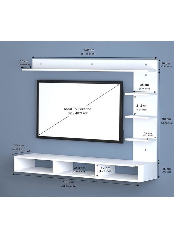 MODERN HOME Wall-Mounted TV Unit in White – Engineered Wood Entertainment Cabinet for TVs up to 42.  - Image 2