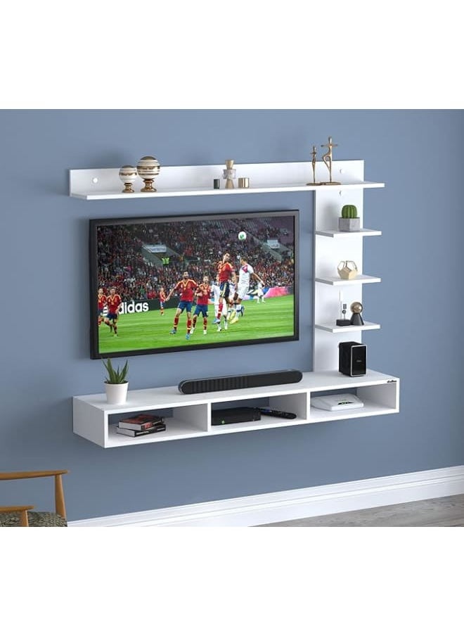 MODERN HOME Wall-Mounted TV Unit in White – Engineered Wood Entertainment Cabinet for TVs up to 42.  - Image 1
