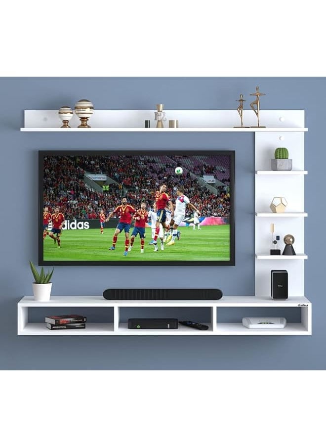 MODERN HOME Wall-Mounted TV Unit in White – Engineered Wood Entertainment Cabinet for TVs up to 42.  - Image 4