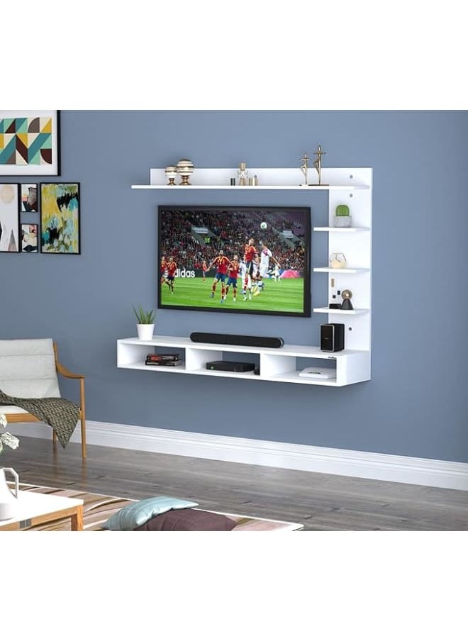 MODERN HOME Wall-Mounted TV Unit in White – Engineered Wood Entertainment Cabinet for TVs up to 42.  - Image 3