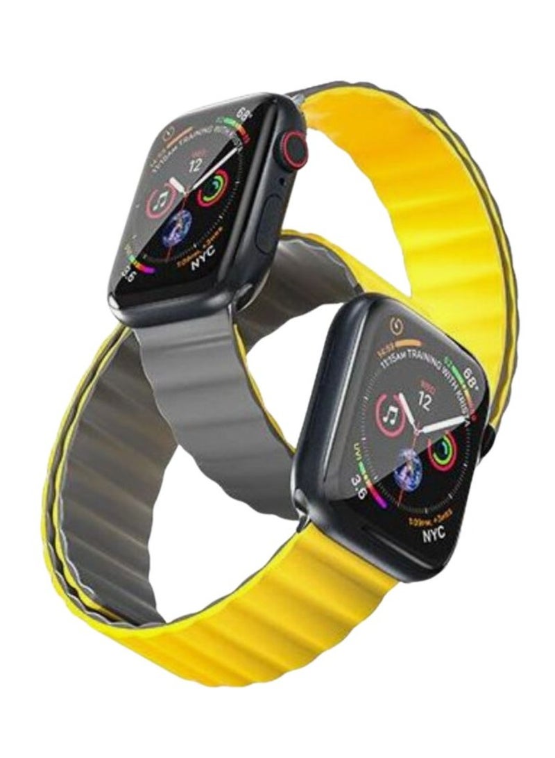 تينجز أشرطة ساعة Tingz TSRWB2-44-YG صفراء ورمادية 45MM من السيليكون - Image 1