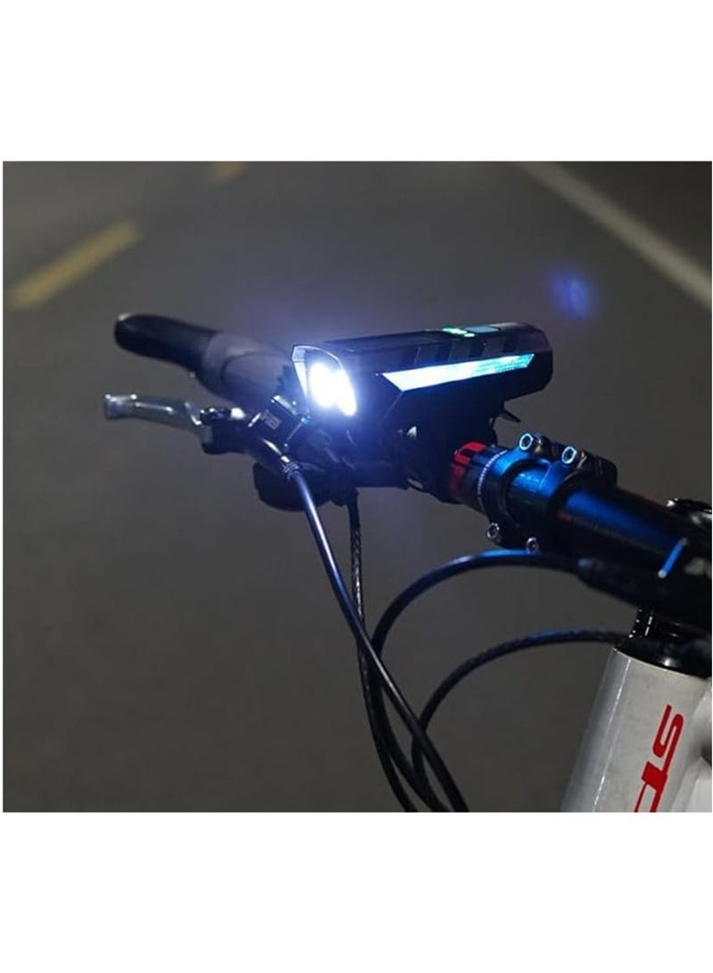 أس تس إل أضواء دراجة قابلة لإعادة الشحن، مصباح أمامي للدراجة للقيادة ليلاً، مصباح مزدوج لشحن سولور وسهل التركيب لشحن الهاتف (أزرق) - Image 4