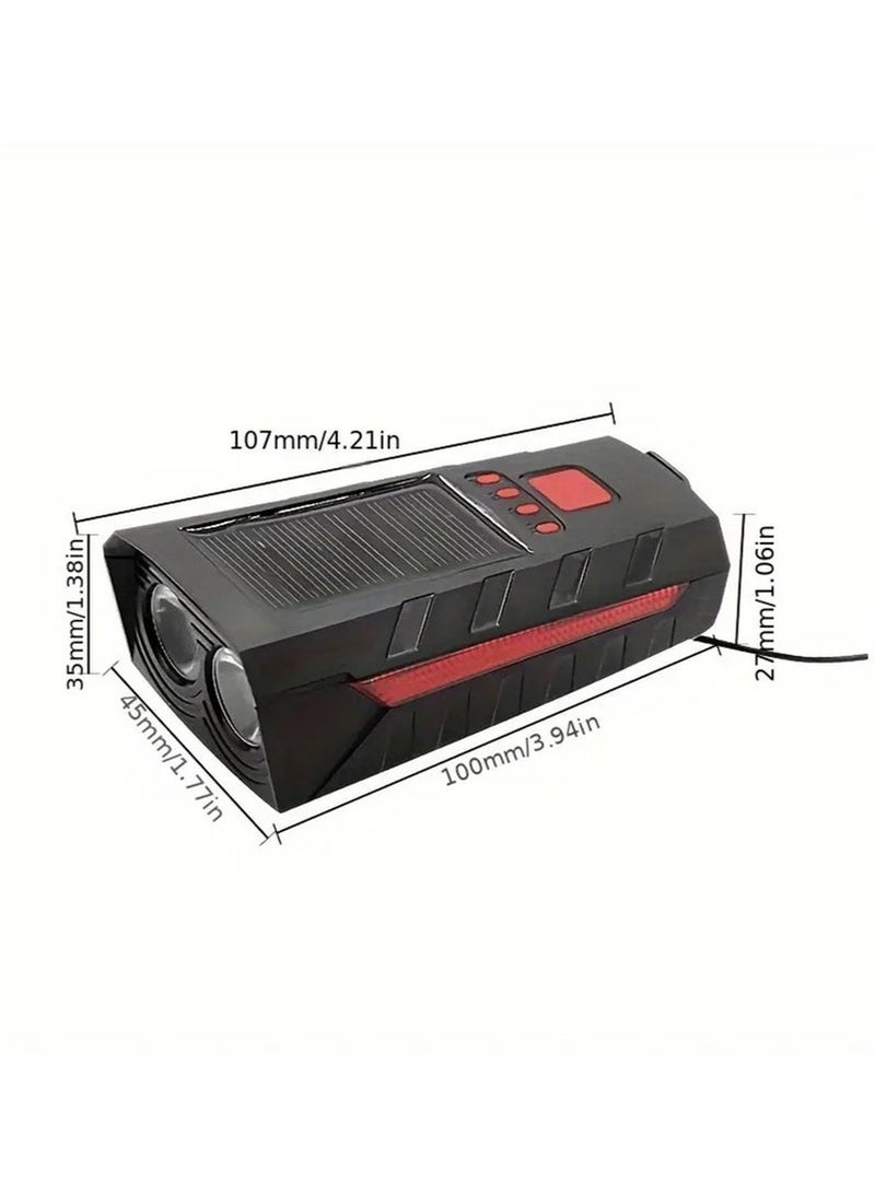 أس تس إل أضواء دراجة قابلة لإعادة الشحن، مصباح أمامي للدراجة للقيادة ليلاً، مصباح مزدوج لشحن سولور وسهل التركيب لشحن الهاتف (أزرق) - Image 3