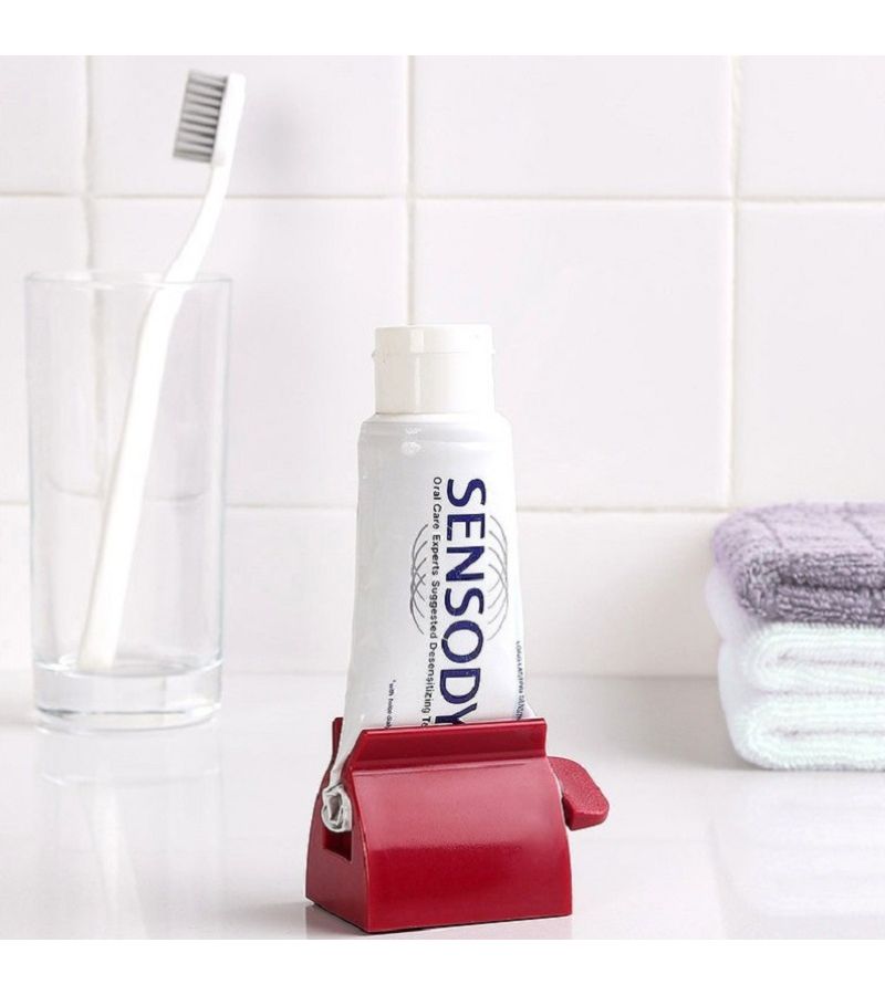 Red Manual Toothpaste Squeezer Minimizes Waste No Electricity Needed - Image 4