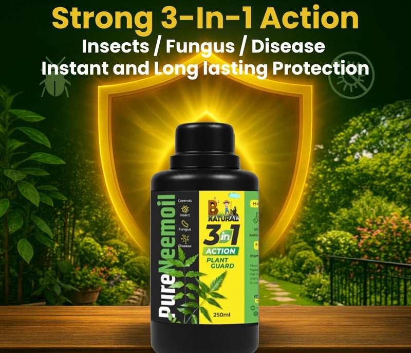 B Natural Organic Neem Oil for Plants 250ml With Free Spray Gun Concentrate Cold Pressed Water Soluble Formula for Garden & Home Plants For Making 50 Neem Spray Bottles - Image 2