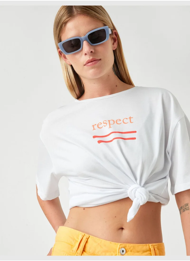 كوتون Şahika Ercümen X Koton - Letter Printed T-Shirt