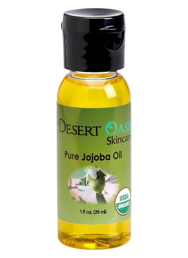 Desert Oasis Skincare USDA Certified Organic Jojoba Oil - 100% Pure, Travel Size, Cold Pressed, All Natural for Face, Hair, Nails, Ear Stretching and Gauges, Good for Sensitive Skin. Natural Nutty Smell. (1 fl oz/29 ml)  - Image 1