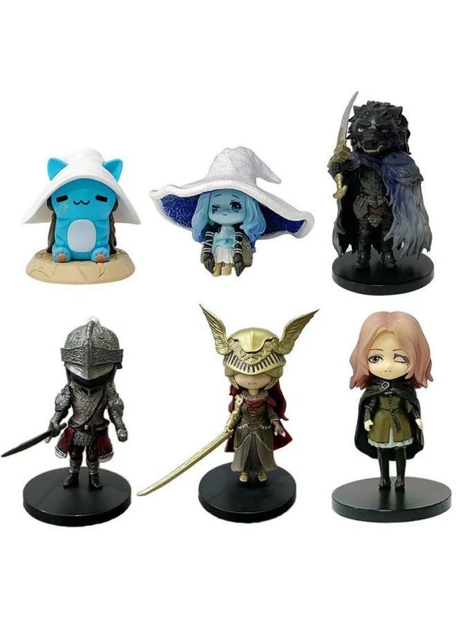 general 6pcs Elden Ring Q Edition mini Melina Lani Cat Wolf Battle Ghost Magical Girl Cat Game Figure Ornaments - Image 1