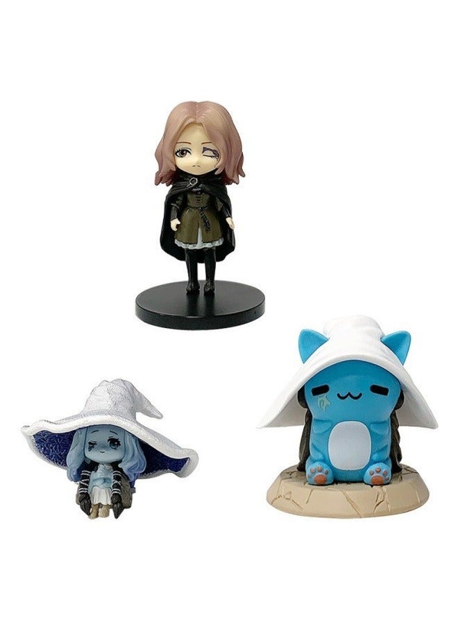 general 6pcs Elden Ring Q Edition mini Melina Lani Cat Wolf Battle Ghost Magical Girl Cat Game Figure Ornaments - Image 2