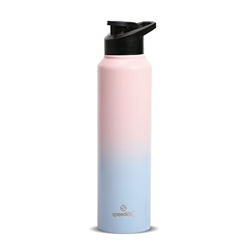 Speedex Stainless Steel Water Bottle 1 Ltr, Leak Proof Sipper Cap, BIS Approved 1000 ml Metal Bottle For Daily, Office, School, Gym, Travel Use for Men, Women, Kids, Adults, Blue Pink, Set of 1 - Image 1