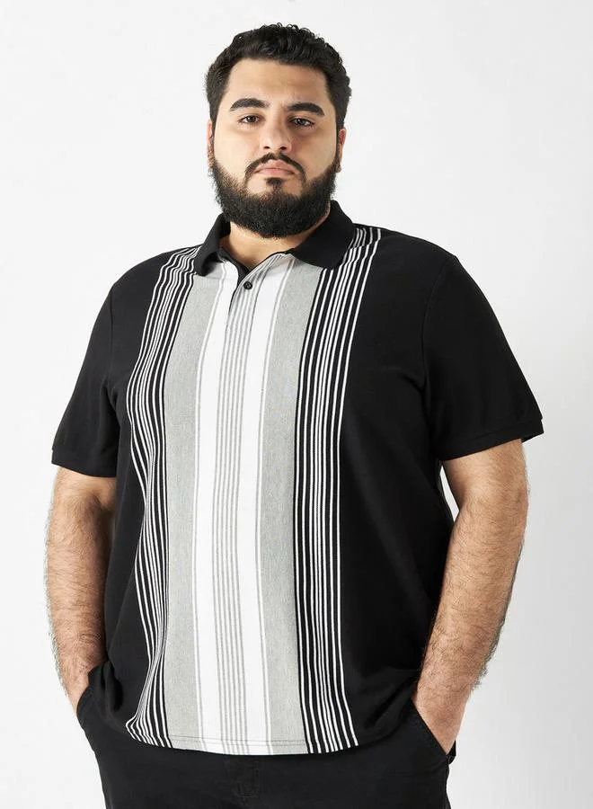 Splash FAV Striped Polo T-shirt with Short Sleeves and Button Closure