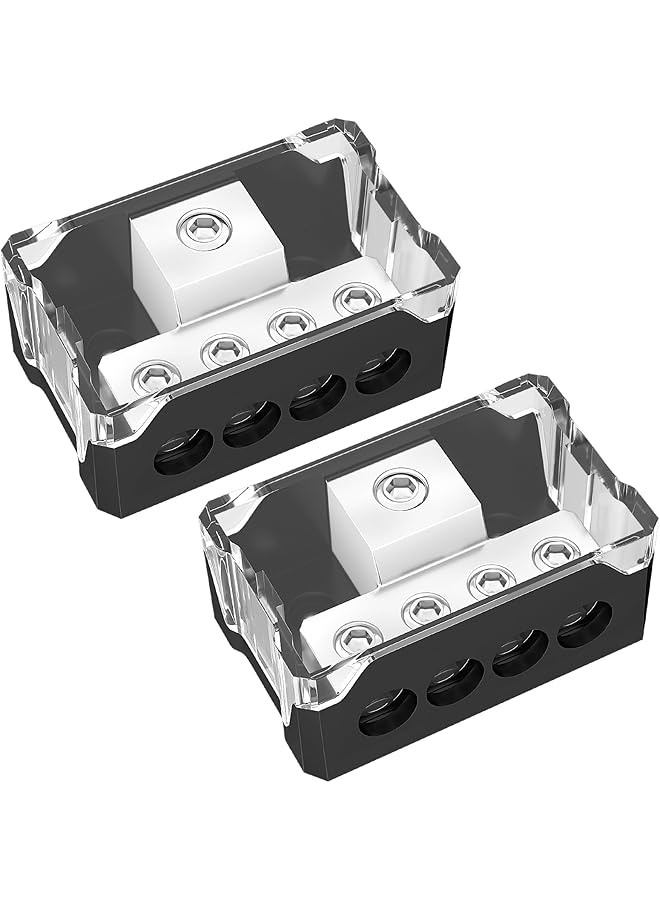 Excefore 4-Way Power Distribution Block For Car Audio,Efficiently Distribute 0/2/4 Gauge Input To 4/8/10 Gauge Outputs,Enhance Your Amp Ground Connections（2Pcs) - Image 1