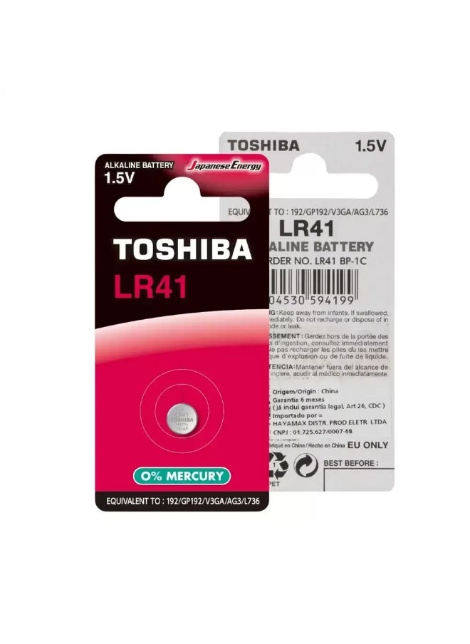 Toshiba Toshiba LR41 Alkaline Battery 1.5V With 0percent Mercury- 1pc  - Image 2