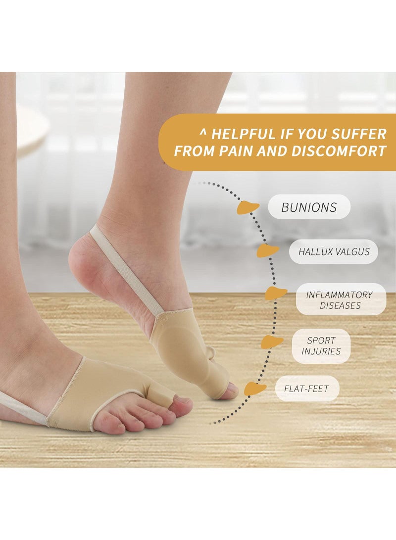 Sweet seven 2 Pairs Upgraded Bunion Corrector for Women & Men - Comfortable & Breathable Toe Corrector Socks for Day/Night Support, Hallux Valgus Pain Relief, Non-Slip Big Toe Straightener (Beige) - Image 3