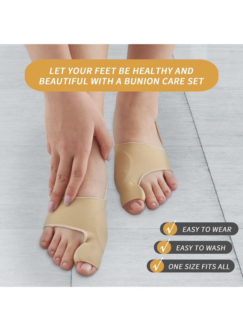 Sweet seven 2 Pairs Upgraded Bunion Corrector for Women & Men - Comfortable & Breathable Toe Corrector Socks for Day/Night Support, Hallux Valgus Pain Relief, Non-Slip Big Toe Straightener (Beige) - Image 4
