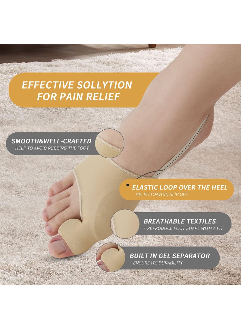 Sweet seven 2 Pairs Upgraded Bunion Corrector for Women & Men - Comfortable & Breathable Toe Corrector Socks for Day/Night Support, Hallux Valgus Pain Relief, Non-Slip Big Toe Straightener (Beige) - Image 5
