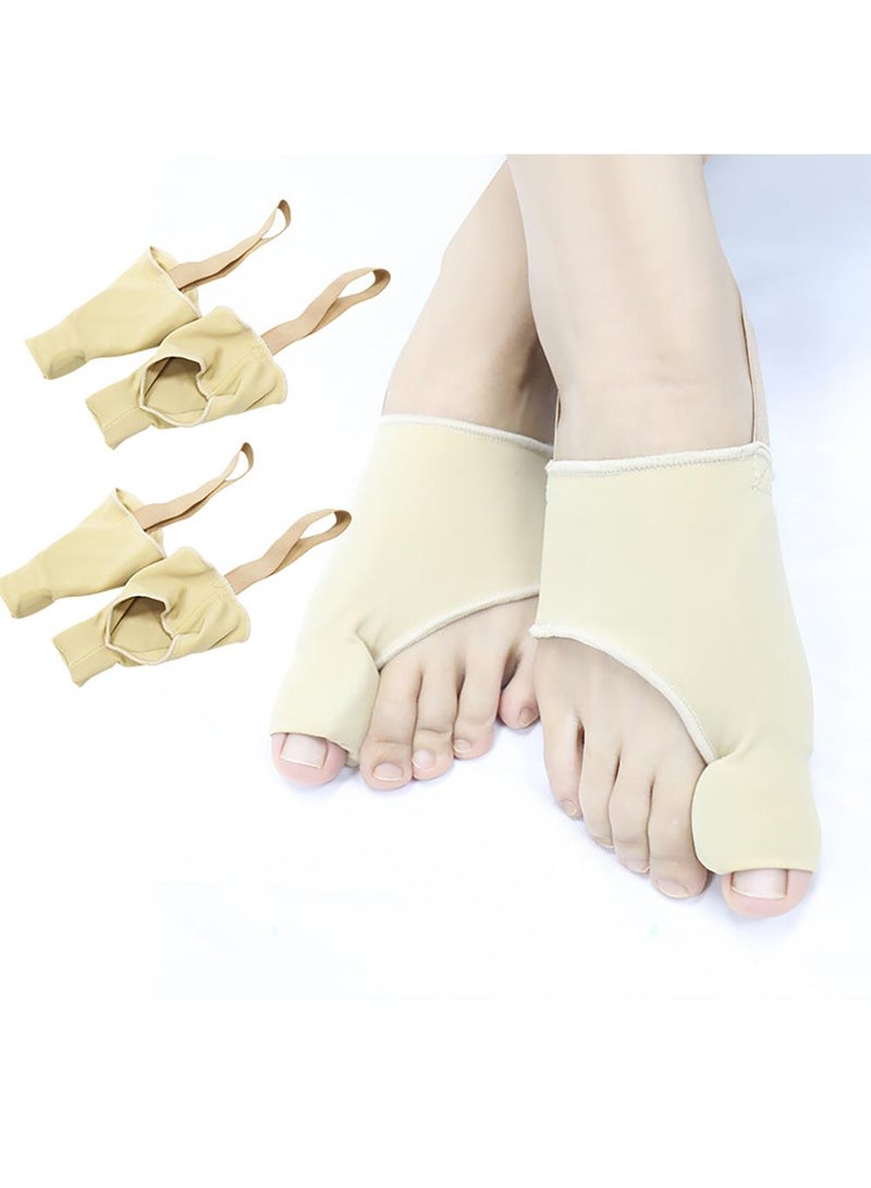 Sweet seven 2 Pairs Upgraded Bunion Corrector for Women & Men - Comfortable & Breathable Toe Corrector Socks for Day/Night Support, Hallux Valgus Pain Relief, Non-Slip Big Toe Straightener (Beige) - Image 1