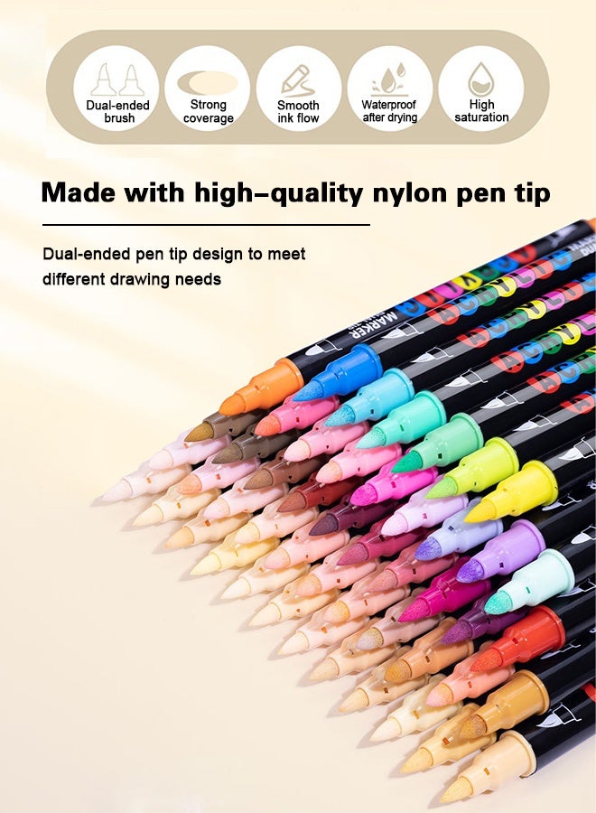 GuangNa 48 Colors Dual Tip Acrylic Paint Marker Pens Set, Multifunctional Acrylic Tips, Professional Acrylic Paint Pens for Wood, Canvas, Rock Painting, Glass, DIY Crafts Art Supplies - Image 3