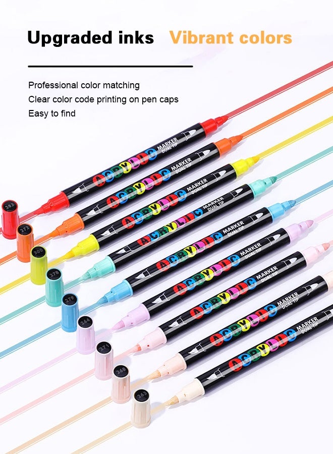 GuangNa 48 Colors Dual Tip Acrylic Paint Marker Pens Set, Multifunctional Acrylic Tips, Professional Acrylic Paint Pens for Wood, Canvas, Rock Painting, Glass, DIY Crafts Art Supplies - Image 4