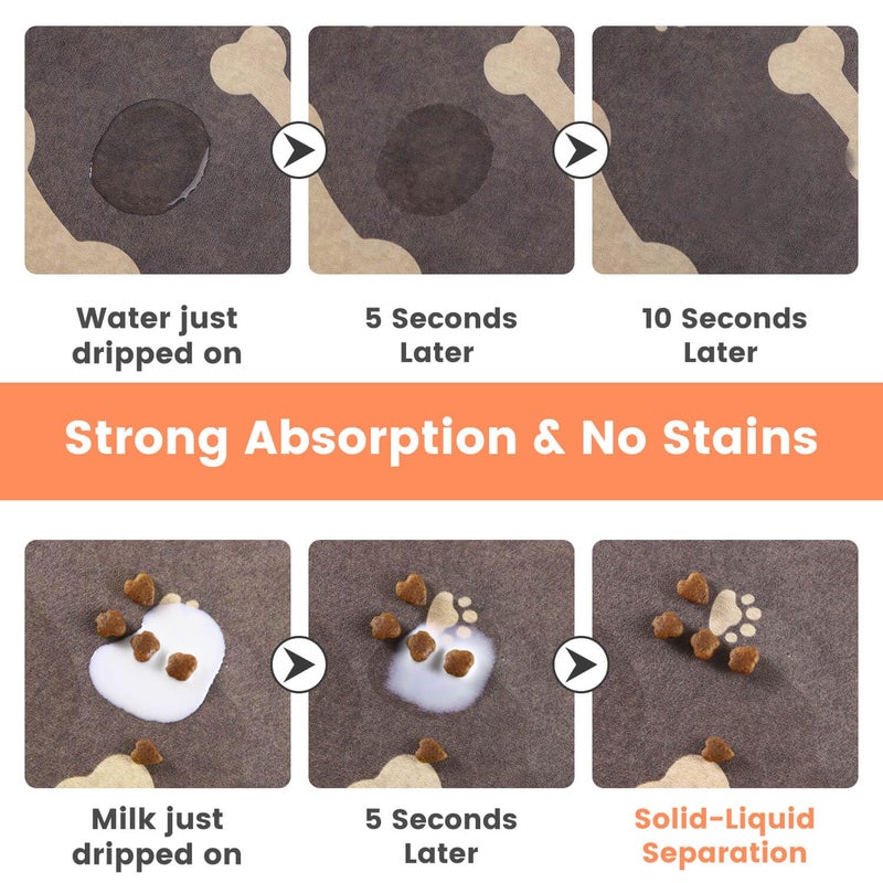 DK177 Pet Feeding Mat-Absorbent Pet Placemat for Food and Water Bowl, with Waterproof Rubber Backing, Quick Dry Water Dispenser Mat for Dog and Cat (20"x12", Brown) - Image 2