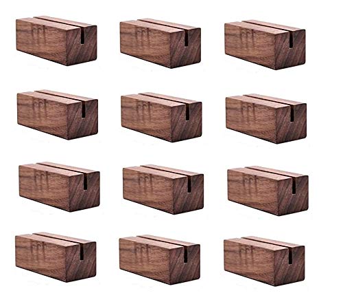 NJ OVERSEAS NJ Natural Wood Place Card Holder length 6 cm, Rustic Table Number Holder, Wood Photo Holders, Wedding Party Table Name, Surprise Card Holder: 12 Pcs - Image 1