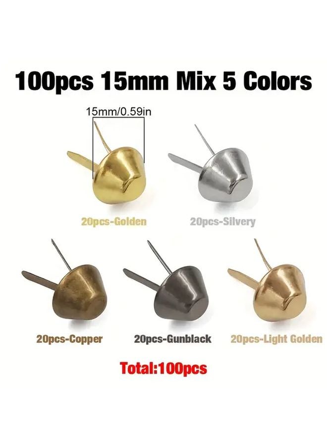 15mm Mix 5 Colors Metal Bucket Nails Two Legged for DIY and Construction Projects - Image 1