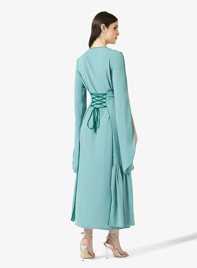 Khizana Embellished Dress With Exaggerated Sleeves