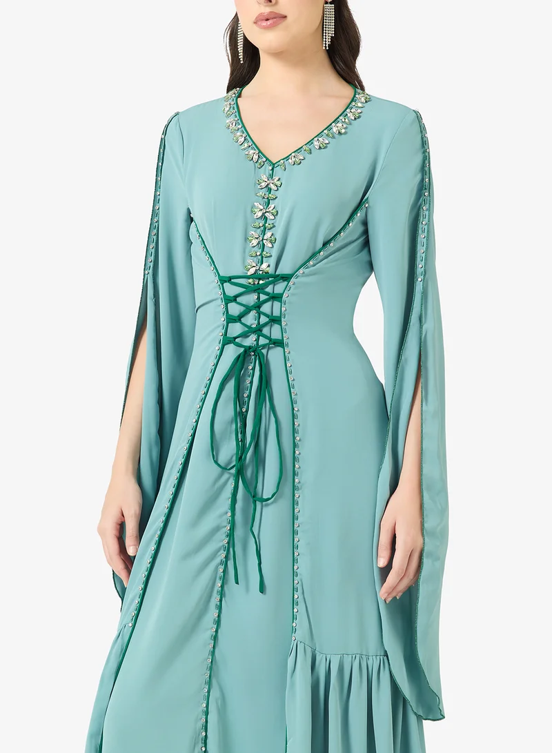 Khizana  Embellished Dress With Exaggerated Sleeves for Women | Best Price UAE