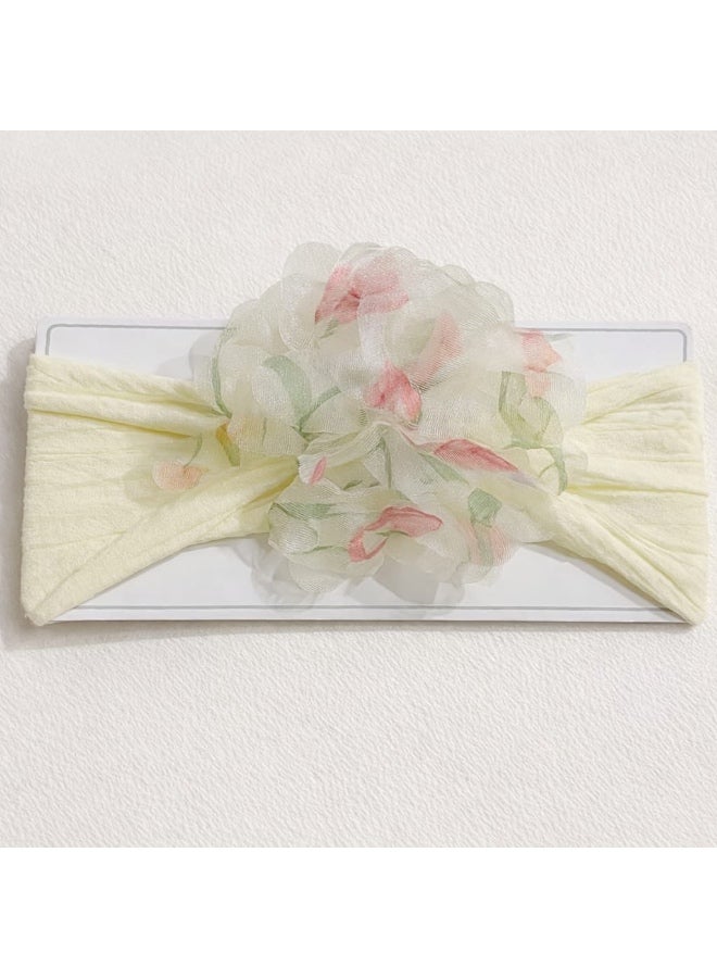 Kids fabric headband with a soft tulle flower, lightweight, comfortable, and perfect for daily wear and special occasions.Available in multicolour - Image 2