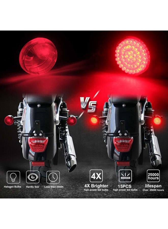 NTHREEAUTO 1156 Rear LED Turn Signals, 2 Inch Bullet Motorcycle Tail Lights Panel Compatible with Harley Sportster, Dyna, Street Glide, Road King, Softail - Image 3