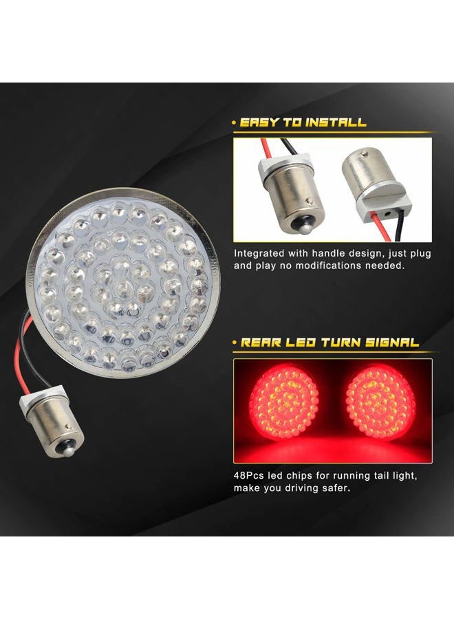 NTHREEAUTO 1156 Rear LED Turn Signals, 2 Inch Bullet Motorcycle Tail Lights Panel Compatible with Harley Sportster, Dyna, Street Glide, Road King, Softail - Image 2