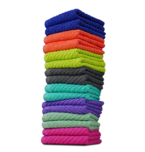 ZUPERIA Zigzag Multicolor Wash Cloths 16 Pack 12 x 12 Highly Absorbent Soft Washcloths for Face Gym Towels Hotel Spa Quality Reusable  Multipurpose Wash Cloth Towels