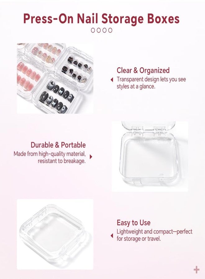 Rolabling 6 Pcs Clear Nail Organizer Box & 30 Pcs Adhesive Tape Press On Nails Storage Case for Salon False Nail Display Nail Business Supplies Nail Packaging Fake Nail Holder - Image 4