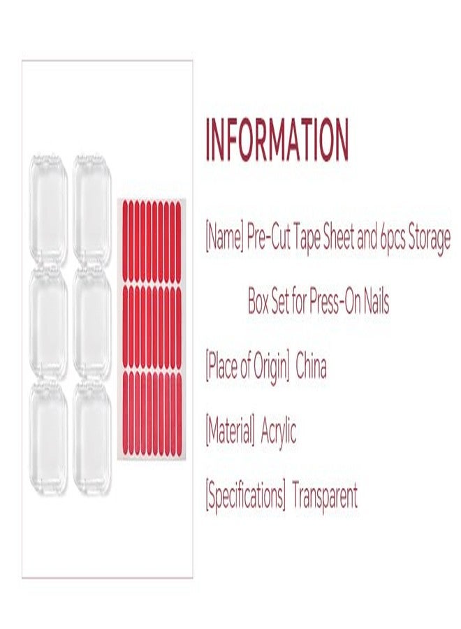 Rolabling 6 Pcs Clear Nail Organizer Box & 30 Pcs Adhesive Tape Press On Nails Storage Case for Salon False Nail Display Nail Business Supplies Nail Packaging Fake Nail Holder - Image 5