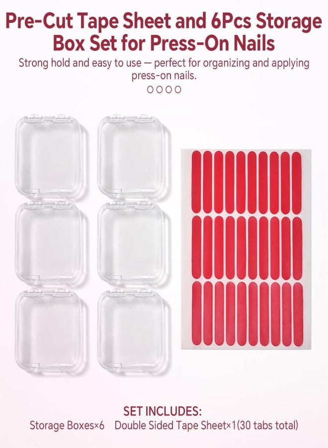 Rolabling 6 Pcs Clear Nail Organizer Box & 30 Pcs Adhesive Tape Press On Nails Storage Case for Salon False Nail Display Nail Business Supplies Nail Packaging Fake Nail Holder - Image 2