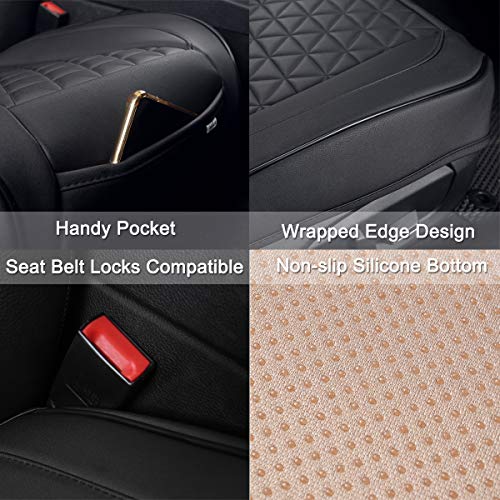 Black Panther Luxury Faux Leather Car Seat Cover Front Bottom Seat Cushion Cover, Anti-Slip and Wrap Around The Bottom, Fits 95% of Vehicles - 1 Piece,Black - Image 4