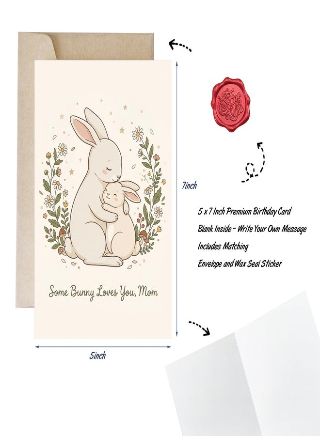 AMI Some Bunny Loves You Mom 5x7 Inch Happy Mother's Day Card with Envelope & Sealing Sticker, Cute Bunny Mom and Baby Greeting Card, Blank Inside Birthday Appreciation Card for Mom - Image 4