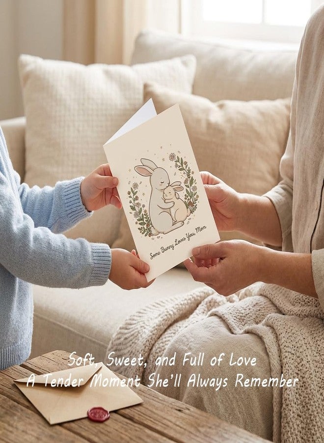 AMI Some Bunny Loves You Mom 5x7 Inch Happy Mother's Day Card with Envelope & Sealing Sticker, Cute Bunny Mom and Baby Greeting Card, Blank Inside Birthday Appreciation Card for Mom - Image 3