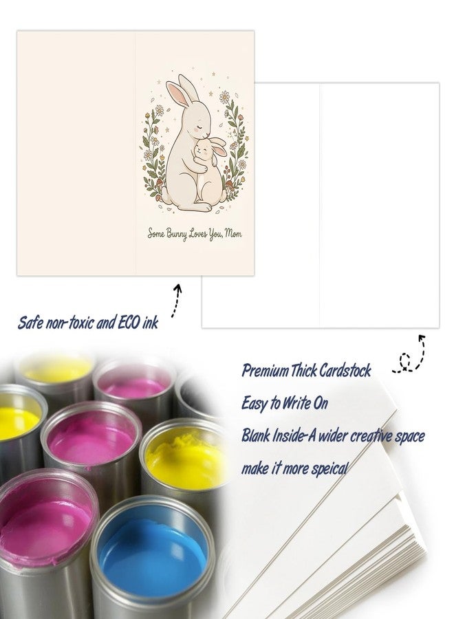 AMI Some Bunny Loves You Mom 5x7 Inch Happy Mother's Day Card with Envelope & Sealing Sticker, Cute Bunny Mom and Baby Greeting Card, Blank Inside Birthday Appreciation Card for Mom - Image 5