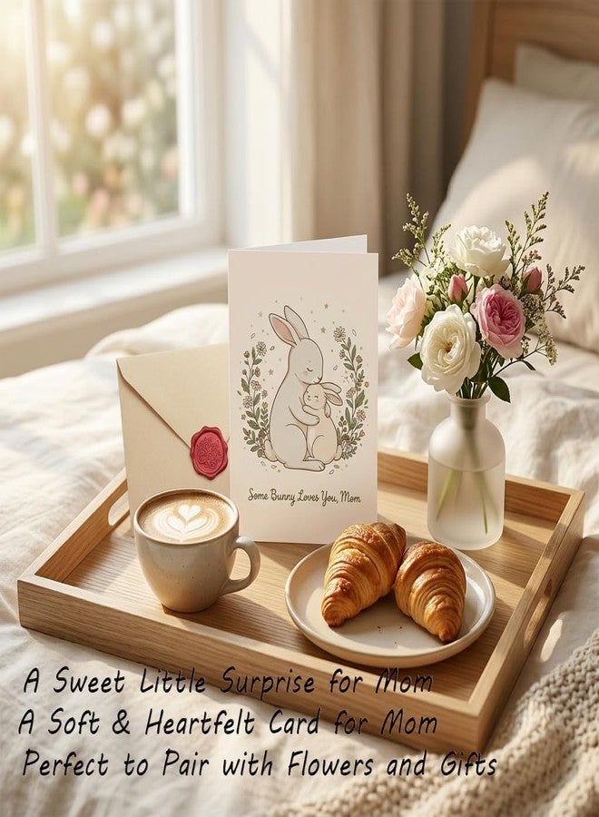 AMI Some Bunny Loves You Mom 5x7 Inch Happy Mother's Day Card with Envelope & Sealing Sticker, Cute Bunny Mom and Baby Greeting Card, Blank Inside Birthday Appreciation Card for Mom - Image 2